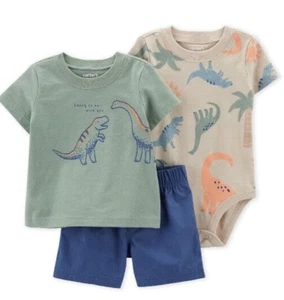 Carter's Child Of Mine Baby Boys 3 Piece Dinosaur Short Set (0-3m) - Picture 1 of 19