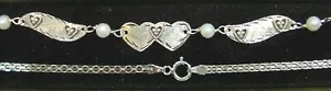 Nuovo oro bianco 14kt/5 diapositive cuore/alato 10" incisione senza cavigliera - Foto 1 di 2