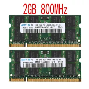 4Go 2x 2GB PC2-6400S 2Rx8 DDR2 800MHz SODIMM memoria portable ram par Samsung FR - Picture 1 of 8
