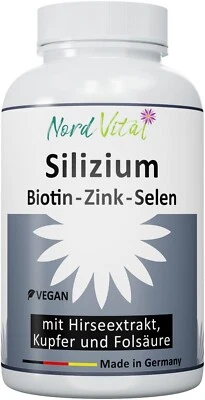 NORD VITAL Haar Vitamine - Silizium aus Bambus Extrakt (858 mg), Biotin, Zink, Selen, Fols.