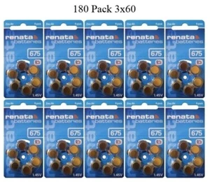 Renata Size 675 0% Mercury Hearing Aid Batteries with Blue Tab Pack of 180 - Picture 1 of 3