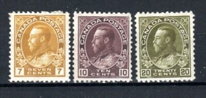 Canada 1912-16 7c, 10c and 20c SG 208, 209 and 212 MH (10c MNH) - Picture 1 of 1