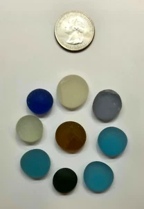 GENUINE SURF TUMBLED SEA GLASS FROM PUERTO RICO / GLASS ROUND BUTTONS #2 - Picture 1 of 1