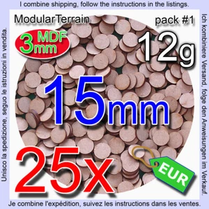 25x 15mm Round Base 3mm MDF Socle Circular War Hammer 40k Infinity Age Of Sigmar - Imagen 1 de 9