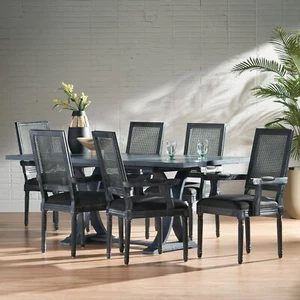 Zentner French Country Wood and Cane 7-Piece Expandable Dining Set - Picture 1 of 37
