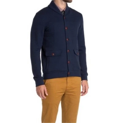 Cárdigan Ted Baker Hombre Azul Farfell Cuello Chal 100% Algodón Talla 7 3XL Preppy Foto 1 de 4