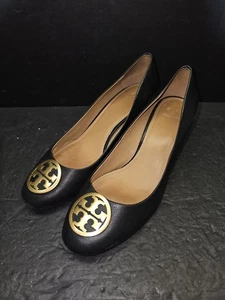Zapatos de salón Tory Burch Signature de cuero negro con tacón bloque Benton para mujer talla 10,5 sin caja - Imagen 1 de 9