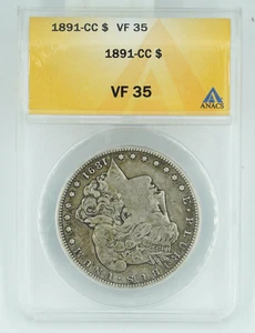 1891-CC ANACS VF35 Morgan Silver Dollar - Picture 1 of 3