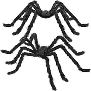 Halloween Dekoration 2er Pack 49 Zoll Riesige Realistische Haarige Spinne Outdoor Hof Deko - Bild 1 von 9