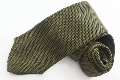 Lands' End 绿色 COTTON 男式针织领带 W:3 "L:56" 美国制造 — 第 1/3 张图片