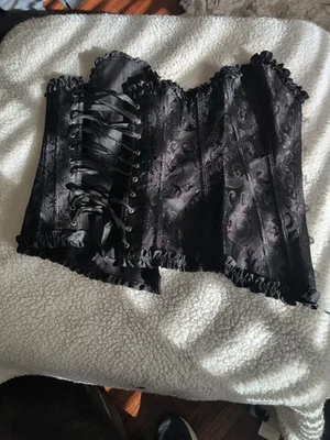 Corsé negro gancho y cordones para ojos deshuesado, talla Xsmall Foto 1 de 3