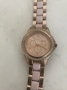 Retro Ladies Rose Gold With Pink Embellish To Links. Working - Picture 1 of 7