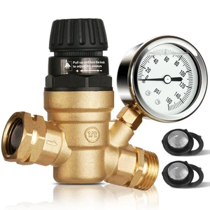RV Water Pressure Regulator Brass Lead-Free Adjustable Water Pressure Reducer... - Picture 1 of 8
