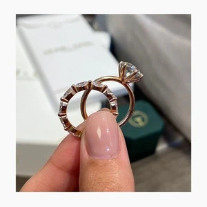 Diamond Ring & Band Set F VS1 IGI Certified 4.8 Carat Lab created 18K Rose Gold - Picture 1 of 10