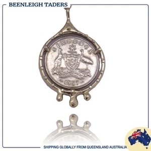 14ct Yellow Gold AUSTRALIAN SIXPENCE PENDANT Hand Made Guarteed 14ct Gold - Picture 1 of 12