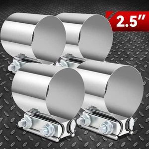 4Pcs 2.5" T304 Stainless Steel Butt Joint Band Muffler Exhaust Pipe Clamp Sleeve - Bild 1 von 6