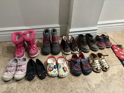 Toddler Shoe Lot - Size 6 & 7 Snow Boots, Nike Sneakers, Gold Sandals & More - Image 1 of 4