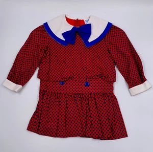 Vintage Bonnie Jean Toddler Dress Size 4T Geometric Spotted Pattern Annie Dress - Picture 1 of 7