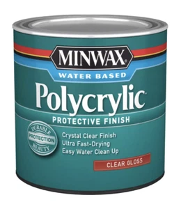Minwax Polycrylic Clear Gloss Protective Finish, 1/2 Pint, Water Based - Picture 1 of 1