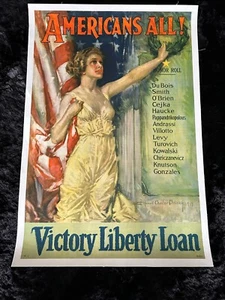Orig. 1919 WWI Poster, "AMERICANS ALL, Victory Liberty Loan Christy LINEN LINED - Picture 1 of 8