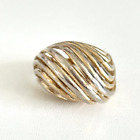 Vintage 925 Sterling Silver Panetta Signed Two Tone Vermeil Band Ring Size 6.5