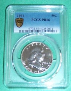 1961 Franklin Half Dollar PCGS PR66 (Lot 34), Gold Shield Protected - Picture 1 of 5