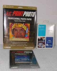 Jet Print & hp Photo Paper Sealed Lot all inkjet printers 3 packs 2 sizes glossy - Picture 1 of 13