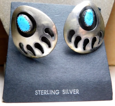 Native American~Turquoise X-Large Bear Claws Cuff Links Vintage Unique/ Rare!! - Image 1 of 4