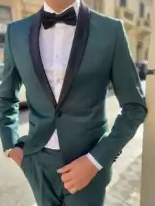 Smoking uomo verde, rever nero Primavera Estate Cerimonia uomo, elegante - Imagen 1 de 3