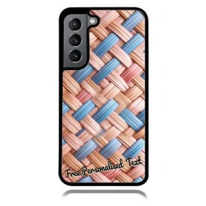 Personalised Text For Samsung Galaxy Back Case Series Rattan Weave Print Pattern - Bild 1 von 1