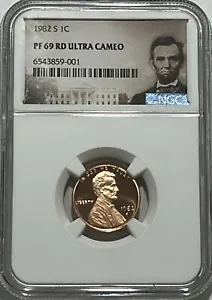 1982 S NGC PF69 ULTRA CAMEO CLAD PROOF LINCOLN PENNY 1C ONE CENT PORTRAIT LABEL - Picture 1 of 3