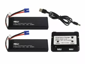 Batería 7.4V 2700mAh 10C para Hubsan H501S X4 H501C H501A H501M H501S Juego de Cargador - Imagen 1 de 6