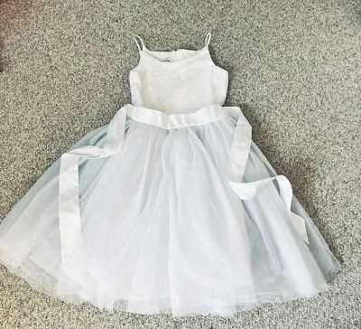 Vestido Formal Persiguiendo Luciérnagas Niñas Lentejuelas Pascua Tul Blanco Acampanado 10 Foto 1 de 4