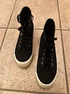 **NEW**SUPERGA**BLACK**HIGH TOP**ALPINA**UNISEX**SNEAKER**w/LUG SOLE** - Picture 1 of 12