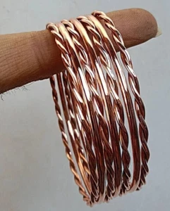 Set Of 7 Pc Pure Copper Bangles, Women Bracelet Bangle, Healing Bangles, Thin - Picture 1 of 4