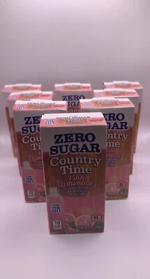 8 Boxes Country Time Pink Lemonade - On the Go - Zero Sugar (48 packets)