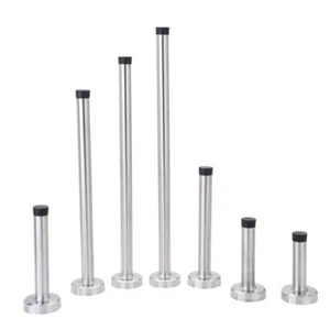 Door Stop Wall Mounted Door Stopper Satin Stainless Steel Chrome Rubber Stops - Picture 1 of 13