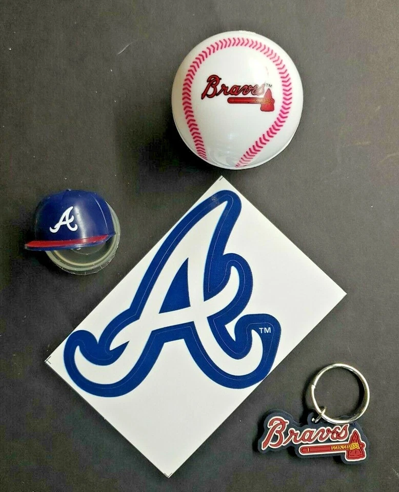 Atlanta Braves Baseball Vending Charms Lot of 4 Ball, Helmet, Key Chain 295 - Image 1 of 1