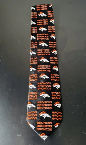 Denver Broncos Football Team NFL Repeat Logo Orange Printed Neck Standard Tie Cover