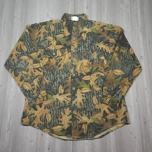 Bushmaster Hunting Shirt Mens Large Camo Green Brown Button Up Shacket Leaves - Picture 1 of 13