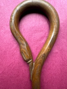 Beautiful Antique Wood Cane Walking Stick Cygnus head 30cm long - Picture 1 of 4