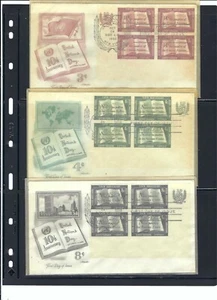 1955 UN DAY emissione MIB's/'4 FDC's - Scott# 35-37 - ARTMASTER CACHET (284A) - Foto 1 di 1