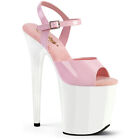 FLAMINGO-809 Sexy Pleaser High-Heels Platform Sandals Baby Pink Patent White