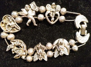 TOFA 1995 BG Vintage Engel Liebhaber Slide Charm 7 1/4" Armband ~ sicherer Verschluss ~ Geschenk ~ hervorragender Zustand! - Bild 1 von 17