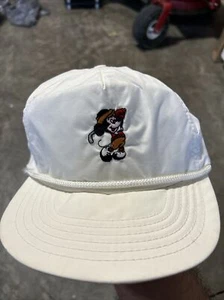 VINTAGE Disney Hat Cap Mens Strap Back Pink Mickey Mouse Golf Rope Leather Hot - Picture 1 of 8