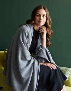 CASHMERE GREY SCARF Thick Shawl Travel Wrap Handmade Natural Cashmere Soft&WARM - Picture 1 of 8