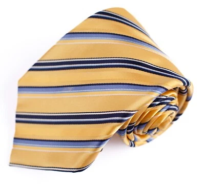 Corbata Croft & Barrow para hombre a rayas doradas amarilla azul marino a rayas 59 x 3,75 Foto 1 de 4