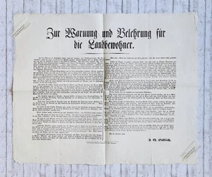 1848 Warnung Belehrung Landbewohner Österreich Revolution Endlich Plakat Papier - Picture 1 of 3