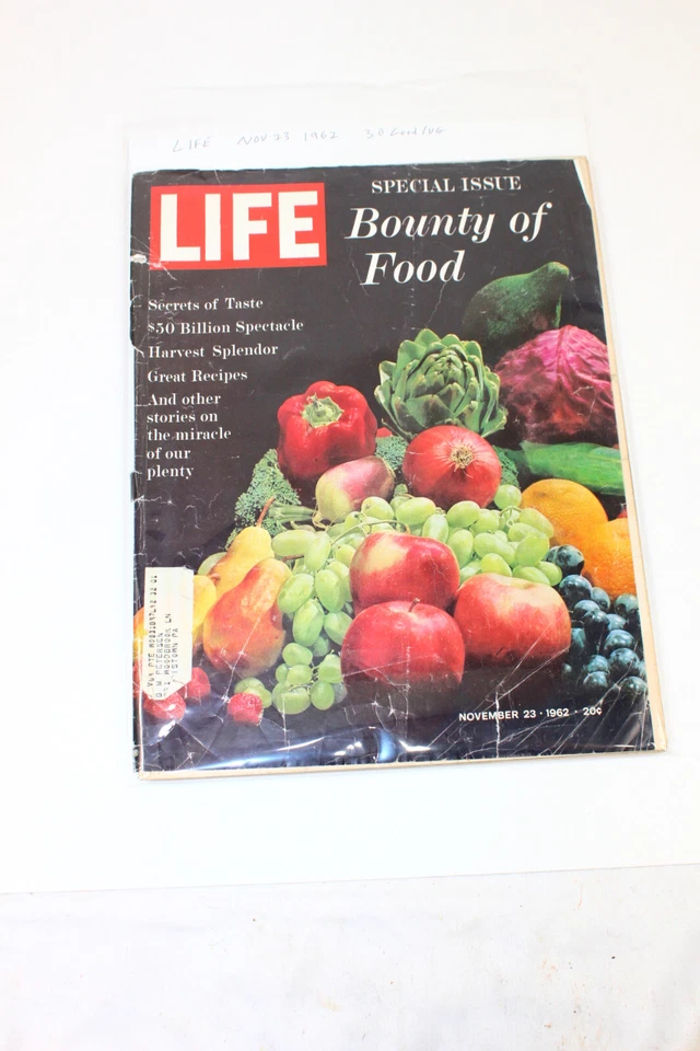 Life Magazine November 23 1962 Special Issue Bounty Of Food Secret Tastes GD/VG - Image 1 of 1