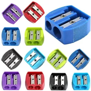 2-Size Hole Manual Pencil Sharpener with Rubber Grip 6 Colors 12-Pack - Picture 1 of 7